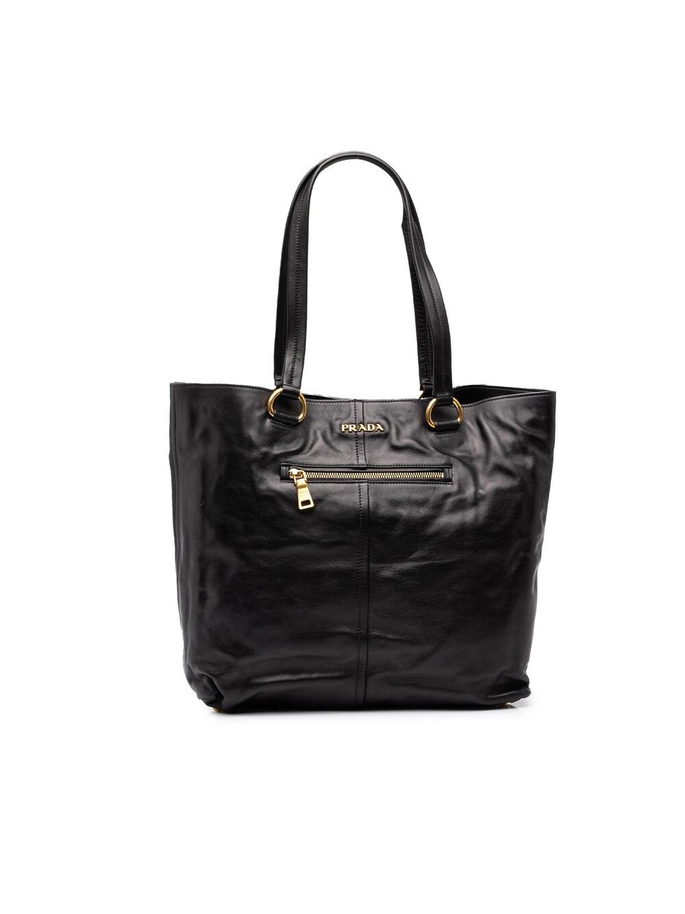 Prada Soft Calf Tote Pre-Loved Black #366101P86B